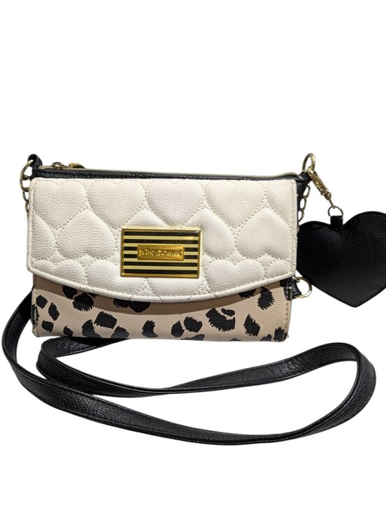 Betsey Johnson Handbags - Betsy Johnson Cream & Black Heart Quilted  Crossbody Mini